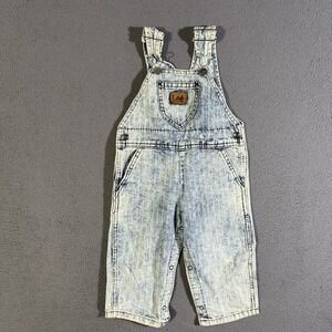 Vintage 80s Lee Bib Jeans Overalls Unisex Baby‎ Toddler 18 Months Acid Wash